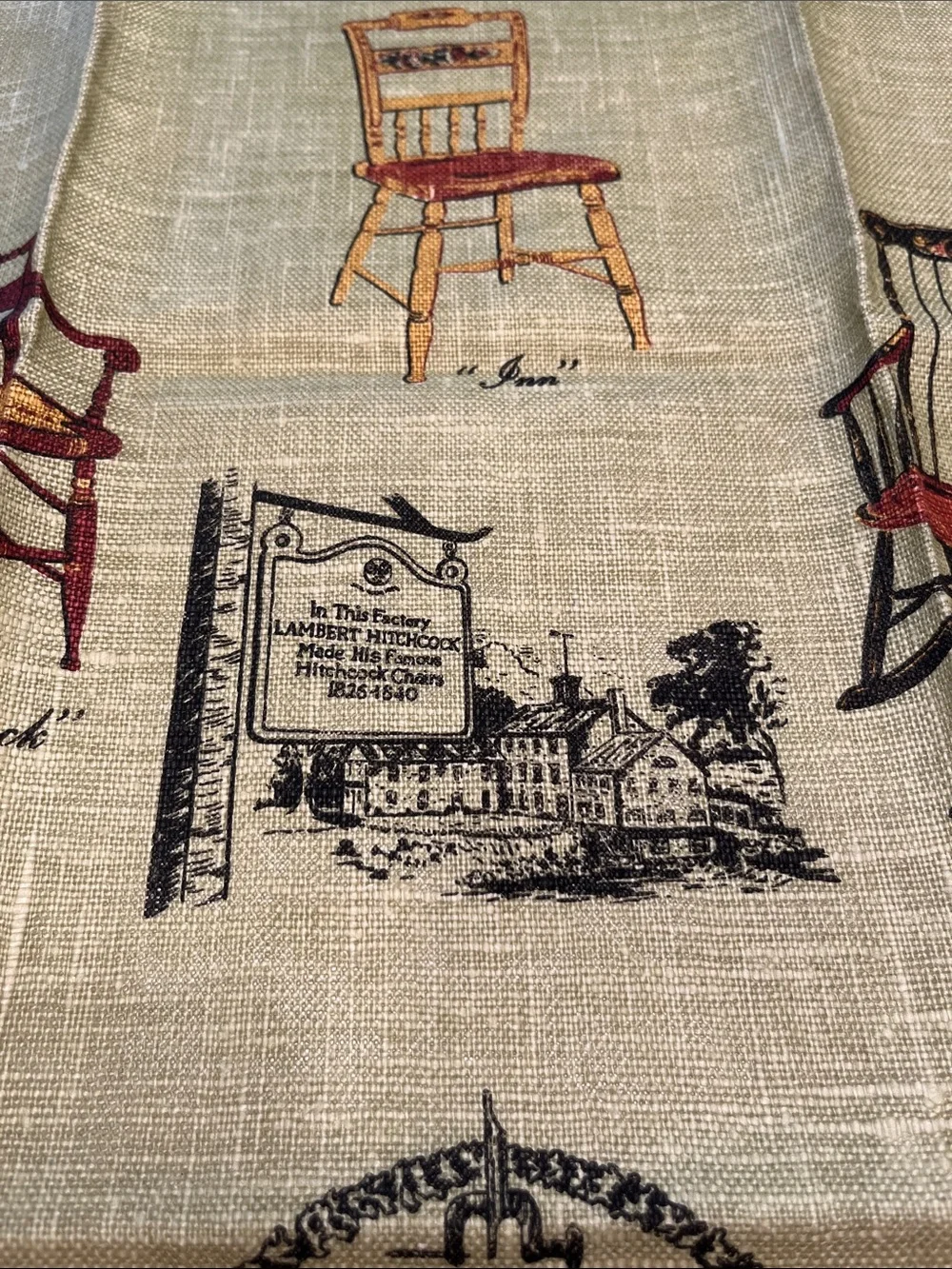 Vintage Hitchcock Chairs Tea Towel Kitchen Linen Cotton Americana Decor Motifs